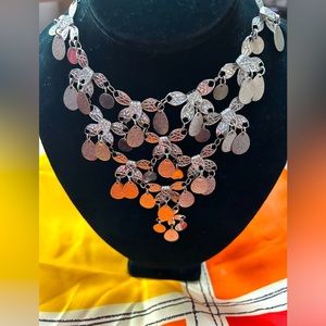 VTG Pretty Silver Metal Disc Bib Boho Choker. Unbranded.